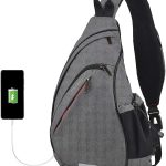 Hanke Sling Bag Men Backpack Unisex One Shoulder Bag Hiking Travel Backpack Crossbody with USB Port Versatile Casual Daypack